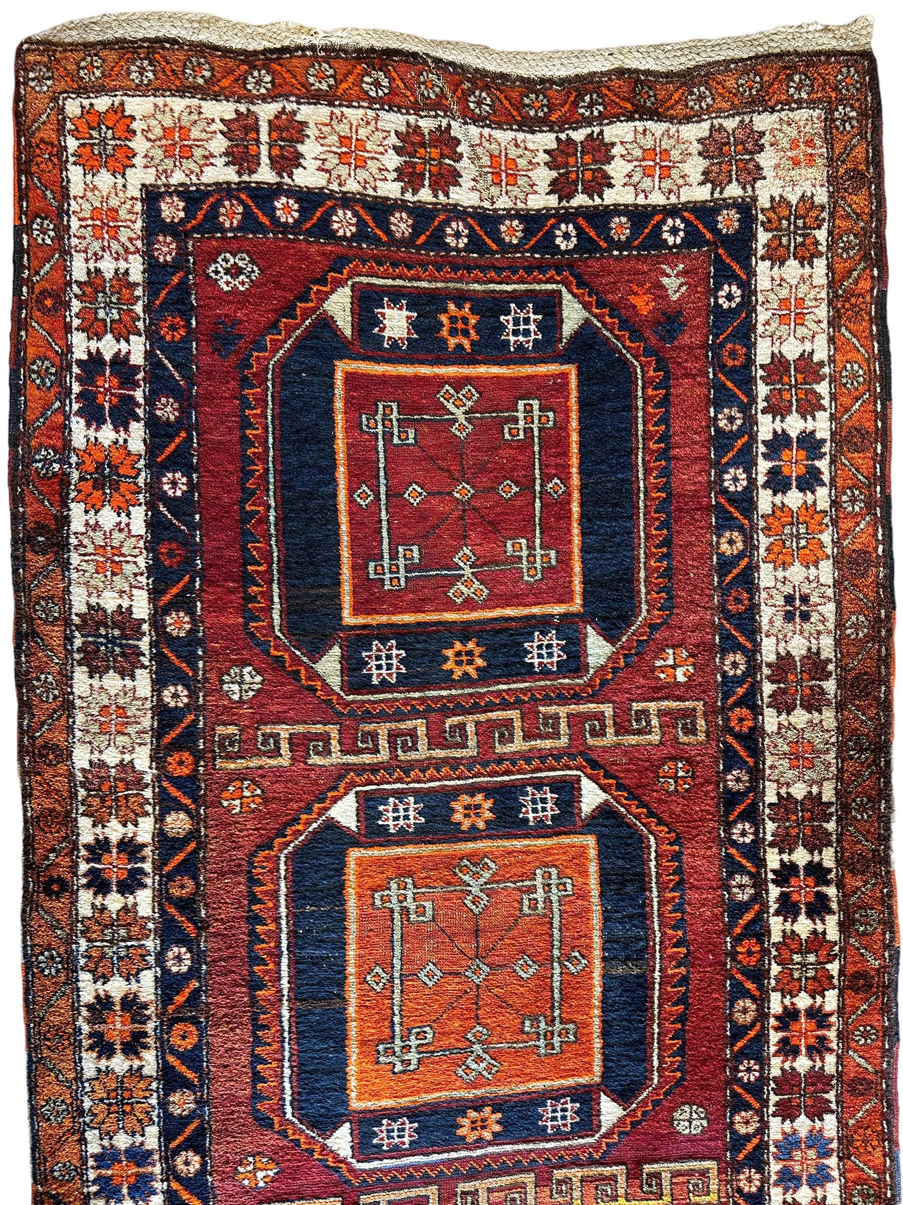 Antique Kurdish Kazak Runner — 1920s | 3'8" x 12'3"