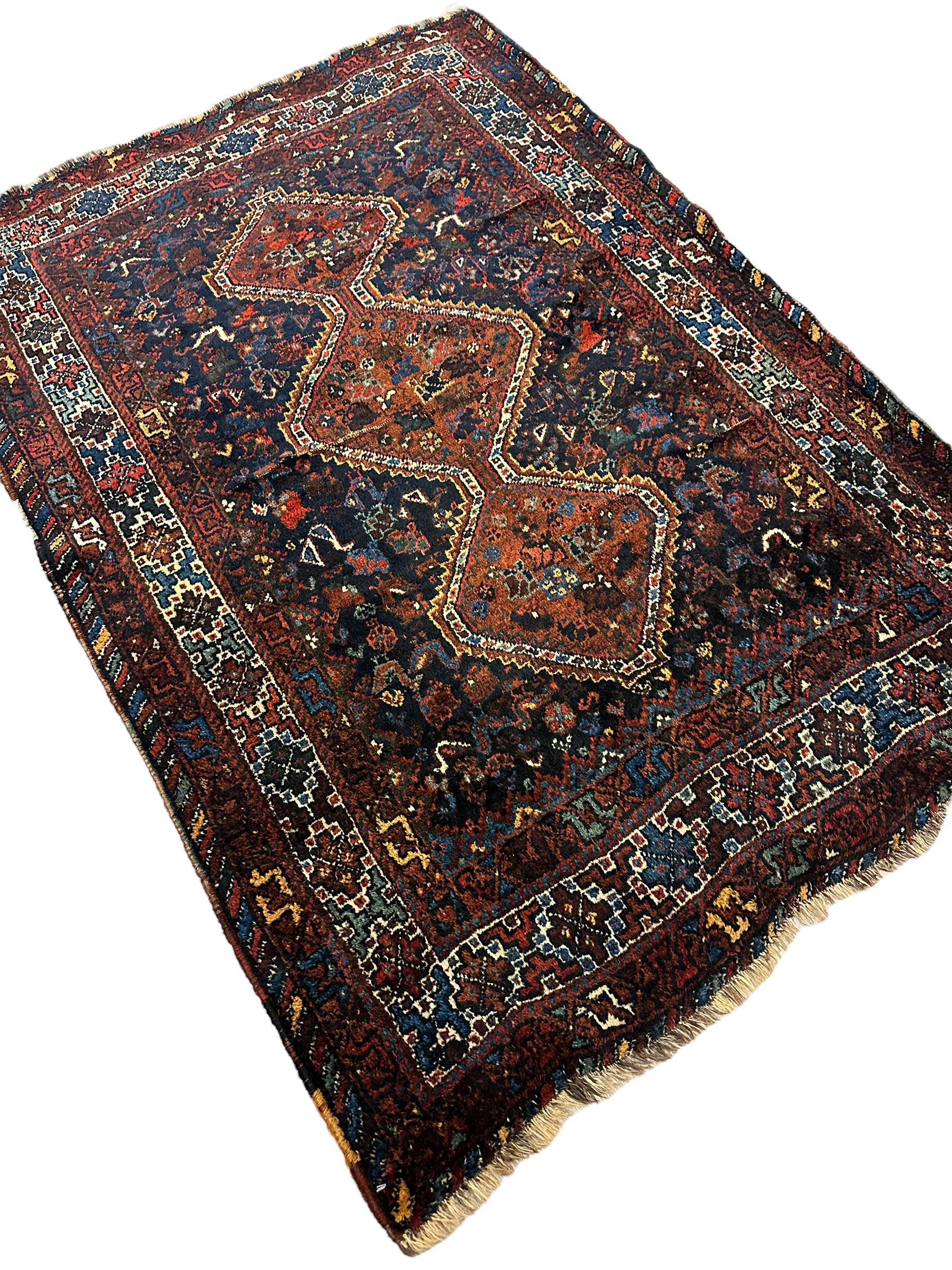 Antique Persian Khamseh Bagface — 1920s | 4' x 5'10"