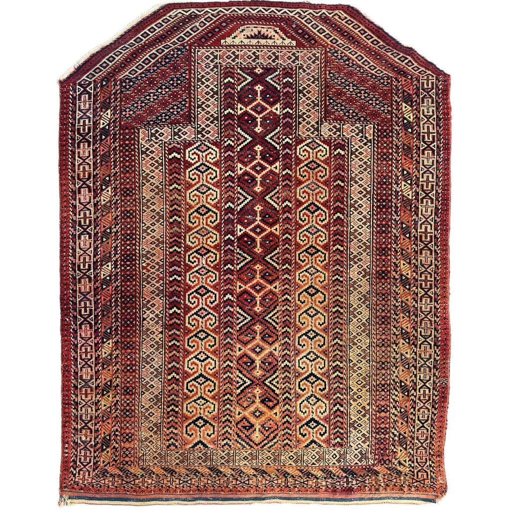 Antique Turkmen Prayer Rug (Namazlyk) — 1890s | 4' x 5'2"