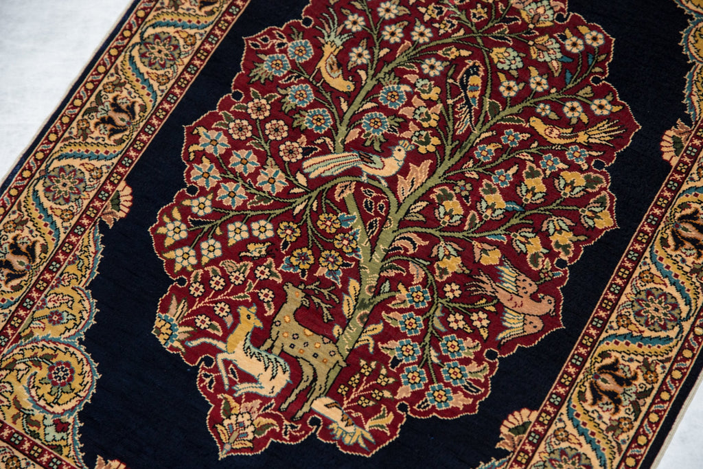 Vintage Turkish Hereke Pictorial Rug Mat — 1980s | 2' x 3'1"