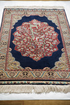 Vintage Turkish Hereke Pictorial Rug Mat — 1980s | 2' x 3'1"
