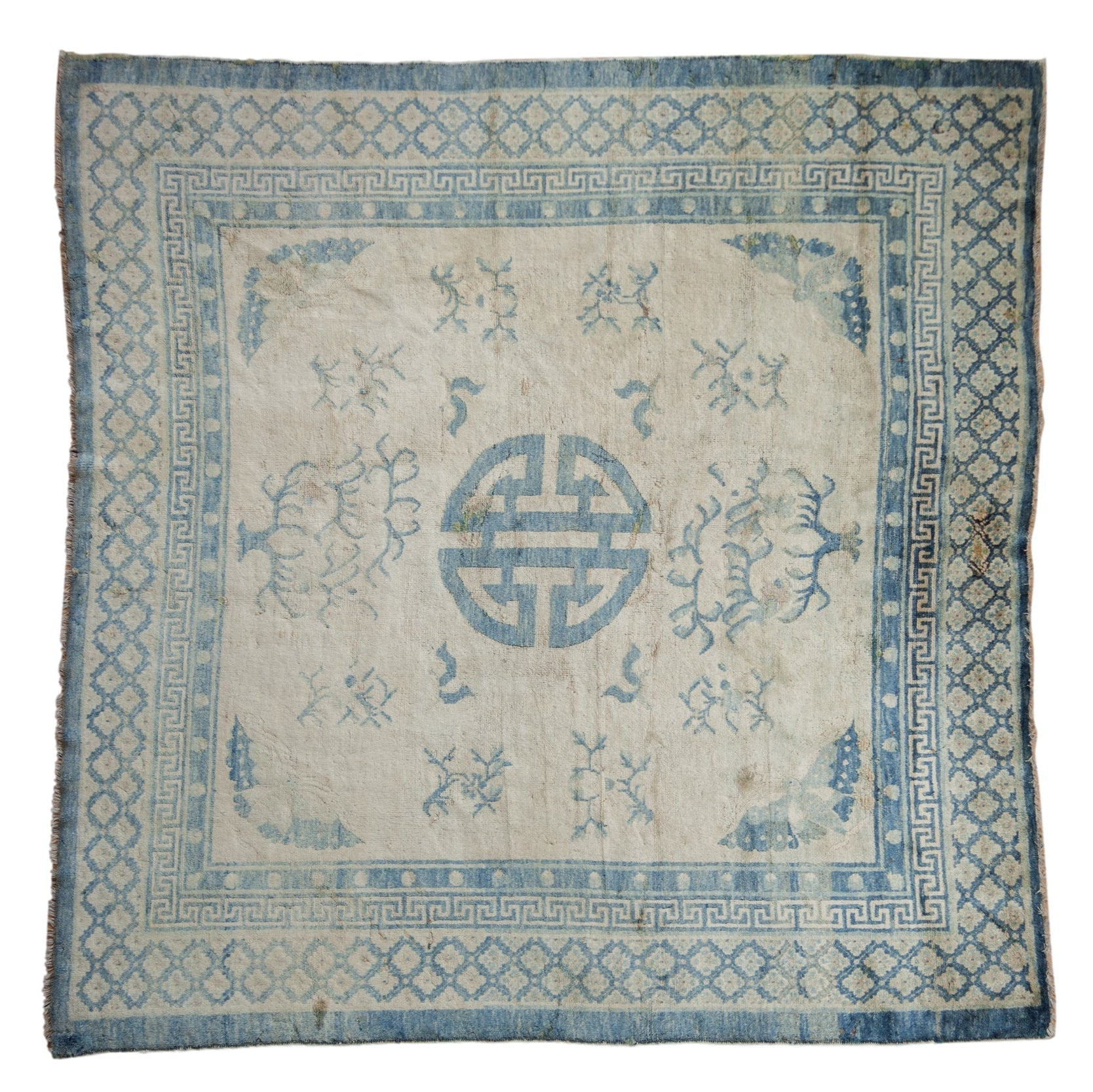 Antique Chinese Peking Square Carpet — 1920s | 5'11" × 6'1"