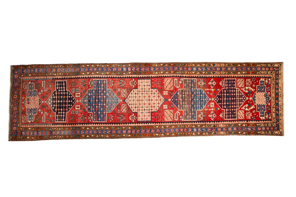 Vintage Persian Bakhtiari Rug Runner — 1950s | 3'6" x 12'5"