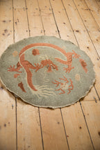 Antique Chinese Art Deco Round Rug Mat — 1920s | 2'5" × 2'7"