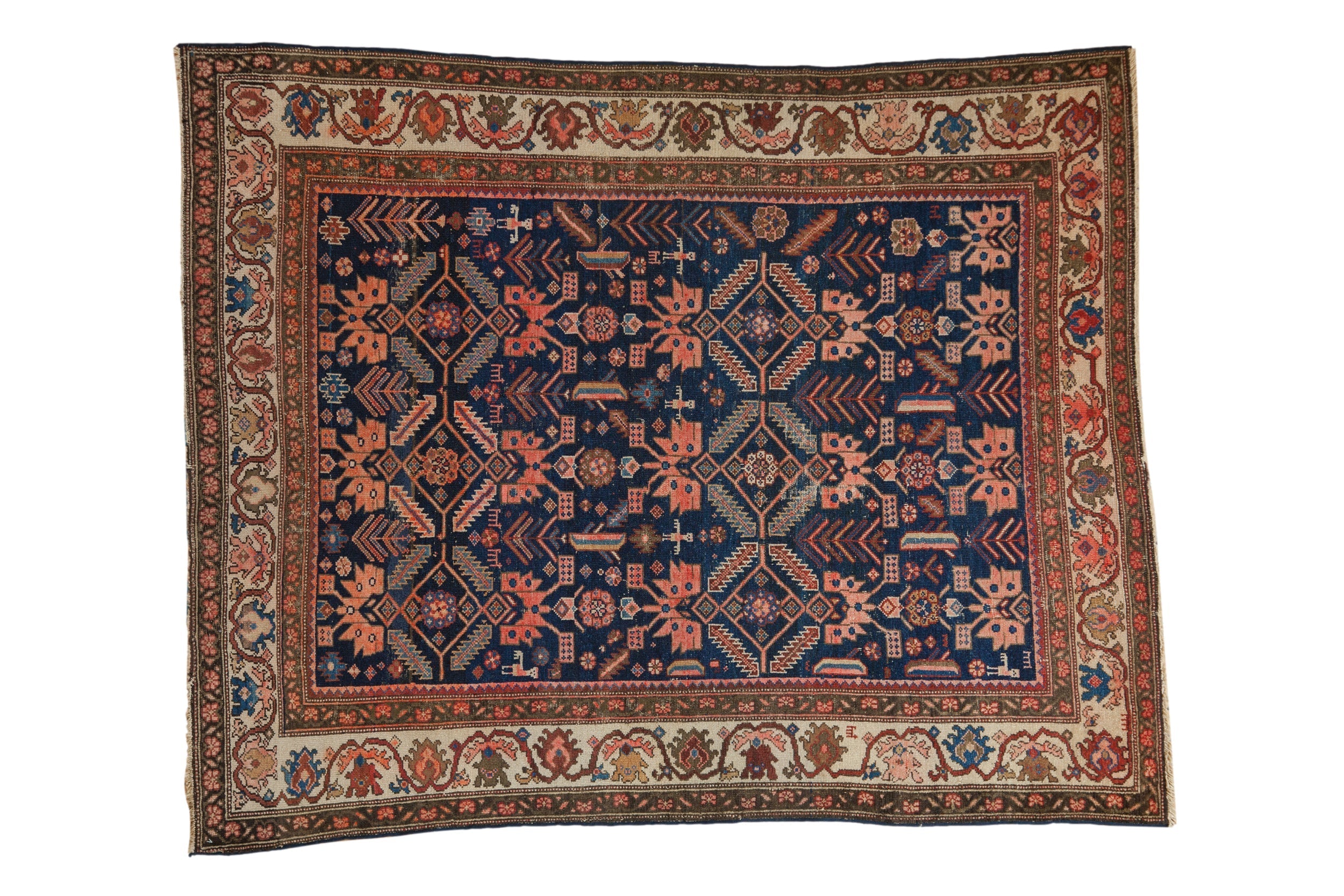 Antique Persian Malayer Square Rug — 1920s | 5' x 6'