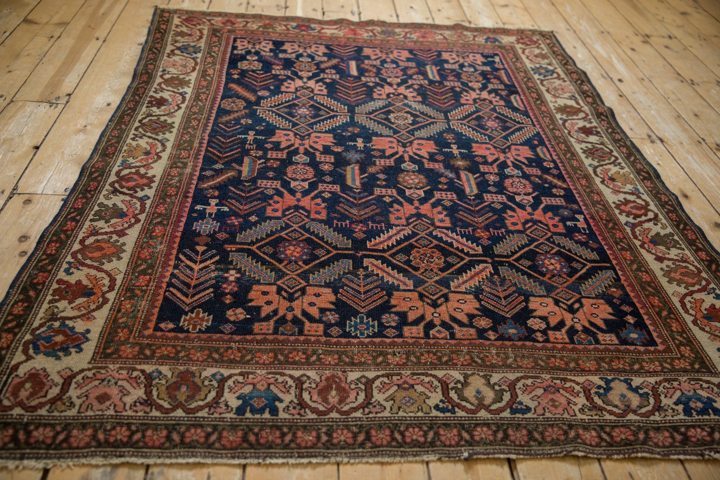 Antique Persian Malayer Square Rug — 1920s | 5' x 6'