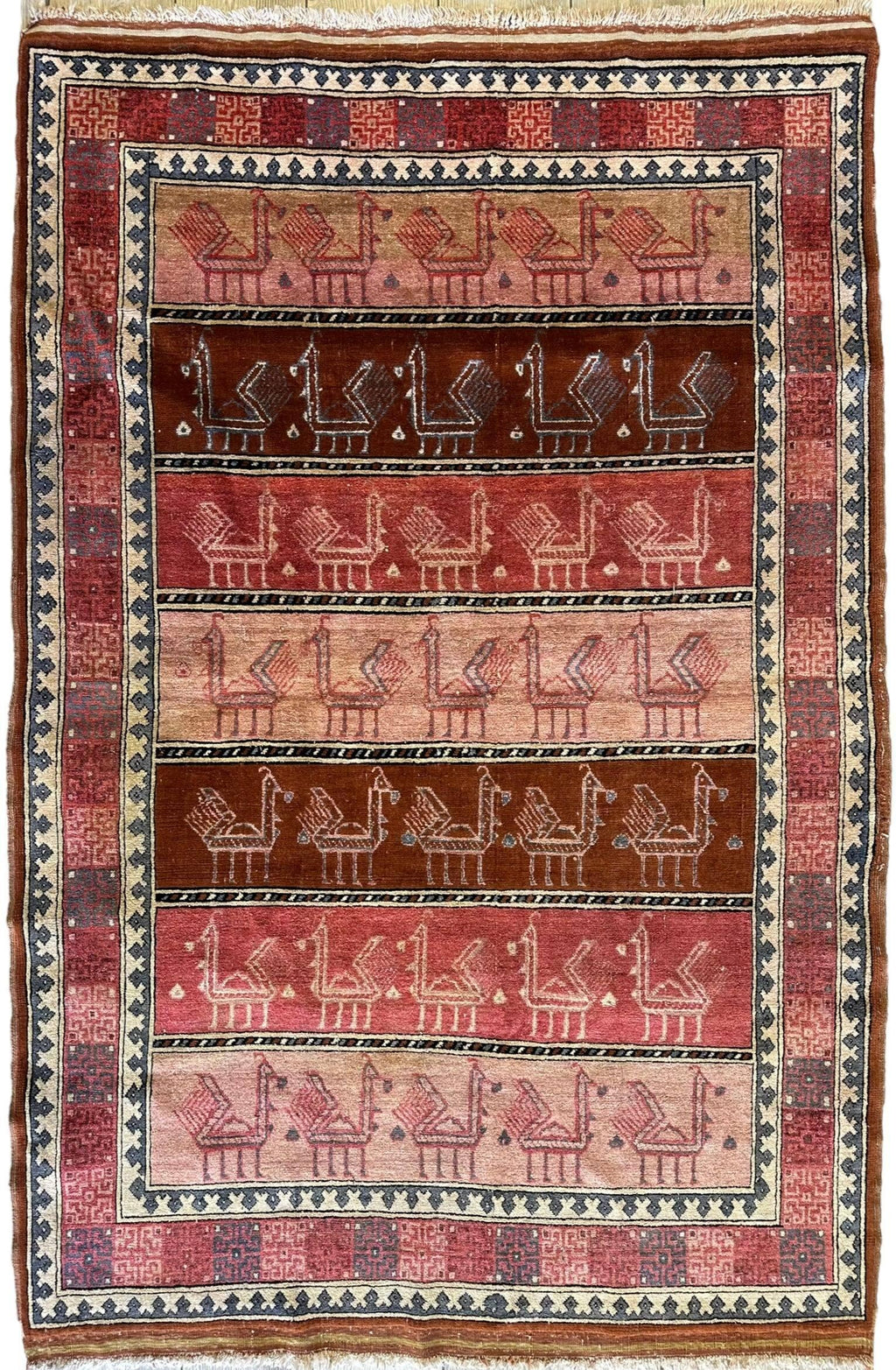 Vintage Afghan Bokhara Design Rug — 1960s | 3'10" x 5'10"