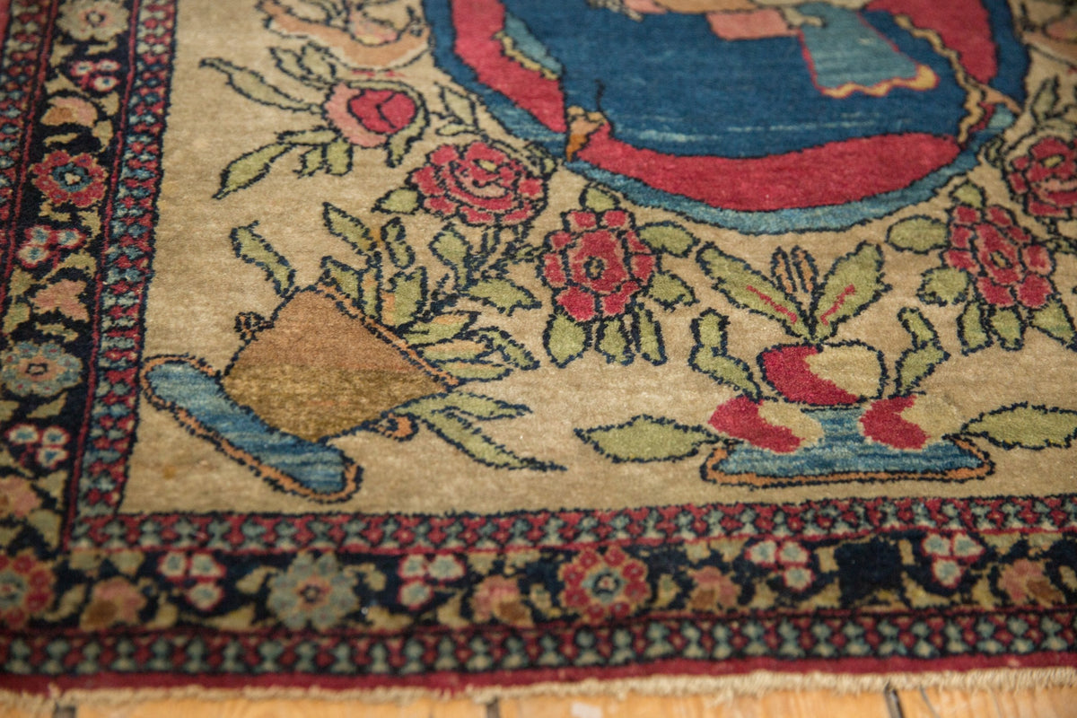 Antique Persian Isfahan Square Rug Mat — 1910s | 2'3" x 2'4"