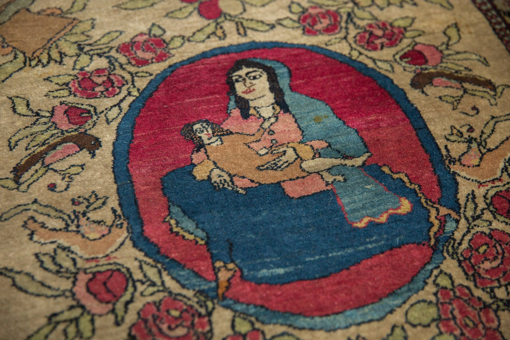 Antique Persian Isfahan Square Rug Mat — 1910s | 2'3" x 2'4"