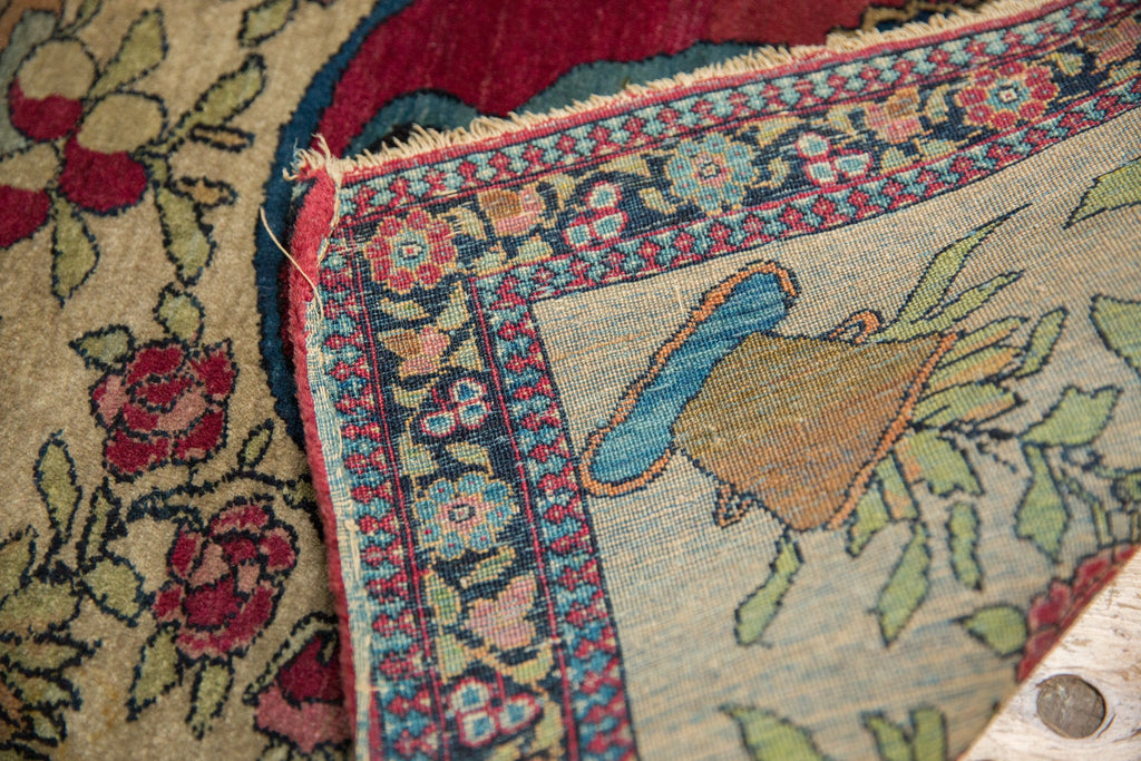 Antique Persian Isfahan Square Rug Mat — 1910s | 2'3" x 2'4"