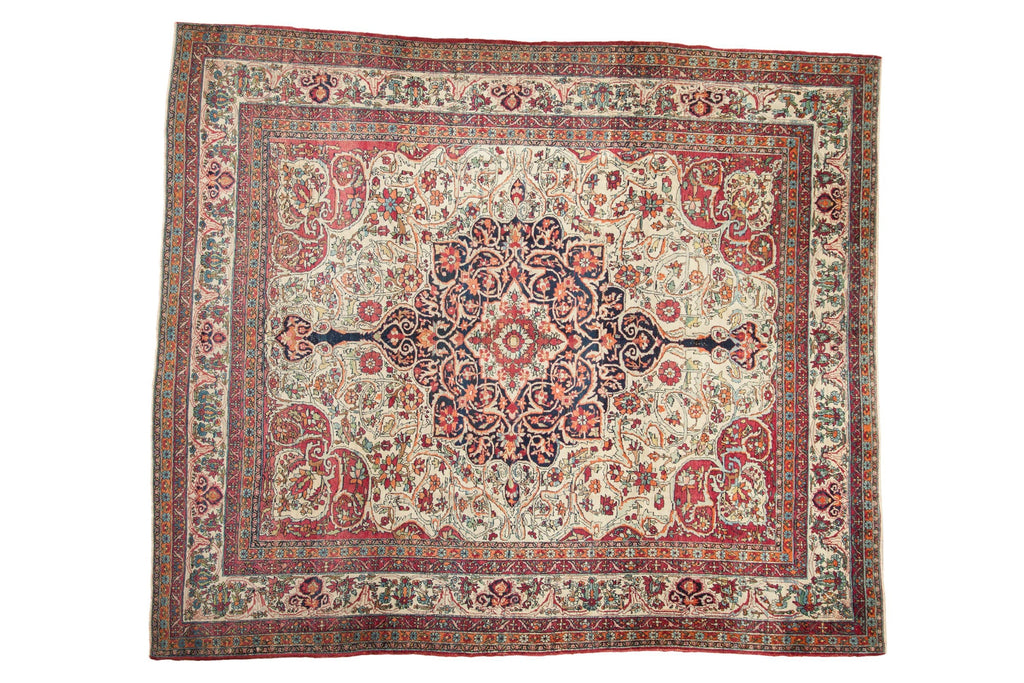 Antique Persian Kerman Carpet (1895–1910) – Hand-Knotted Wool 9x10