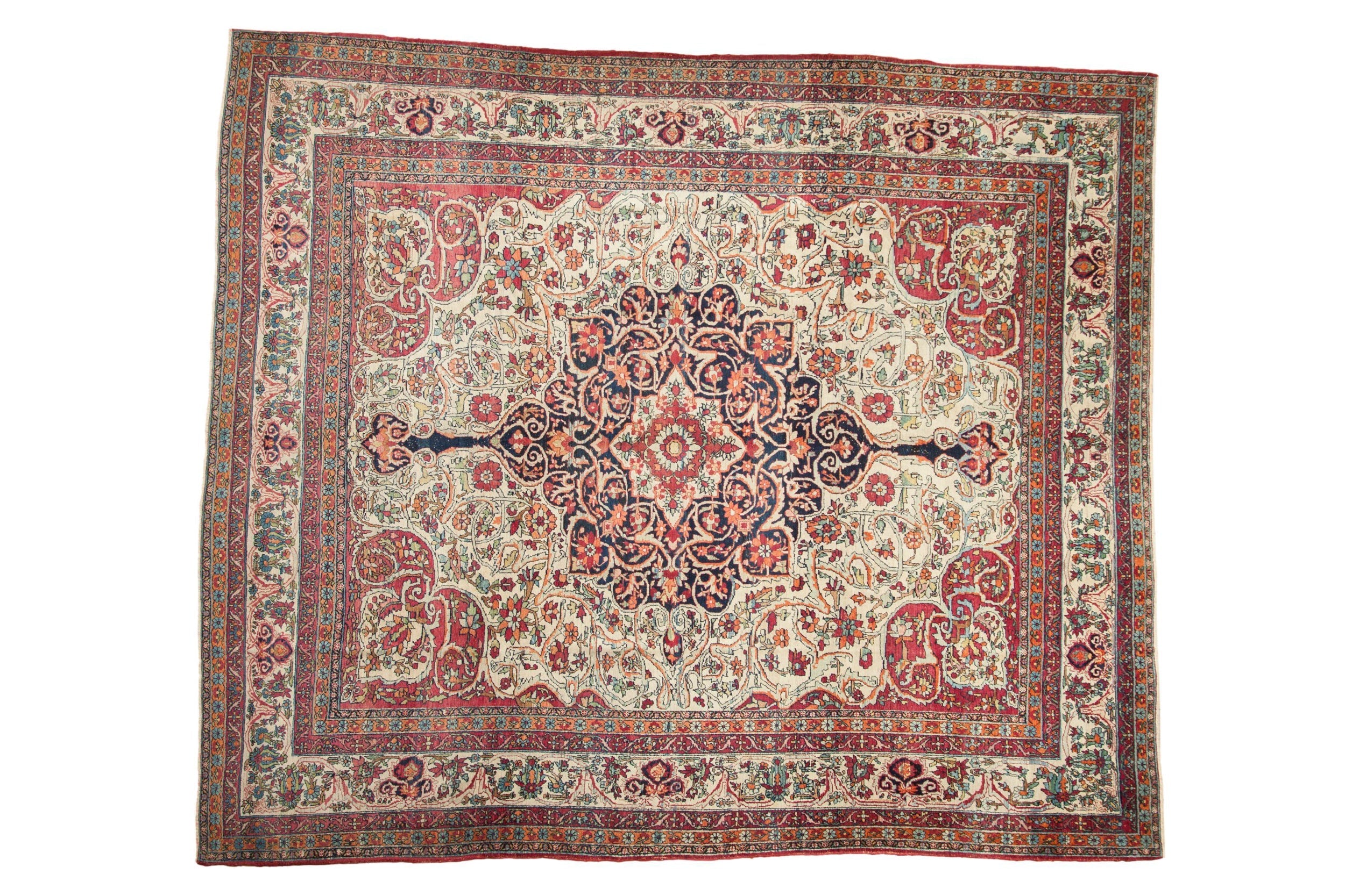Antique Persian Kerman Carpet (1895–1910) – Hand-Knotted Wool 9x10