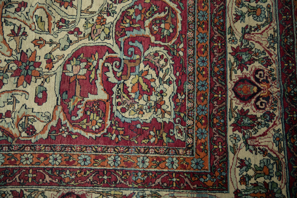 Antique Persian Kerman Carpet (1895–1910) – Hand-Knotted Wool 9x10
