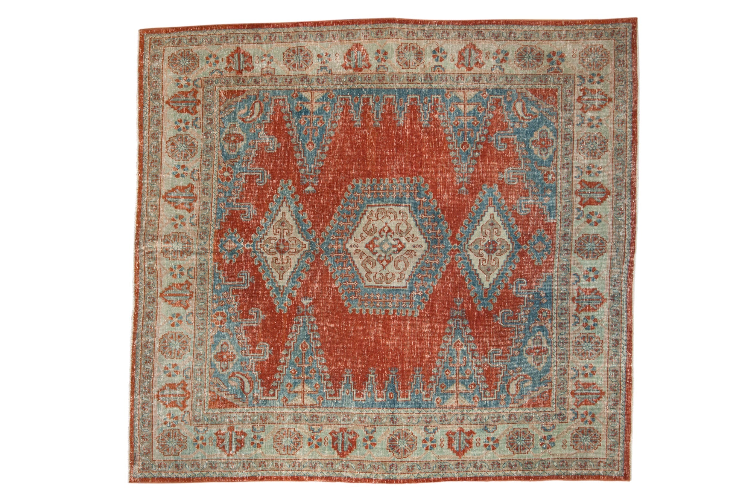 Vintage Persian Veece Square Carpet — 1950s | 6'6" × 7'1"