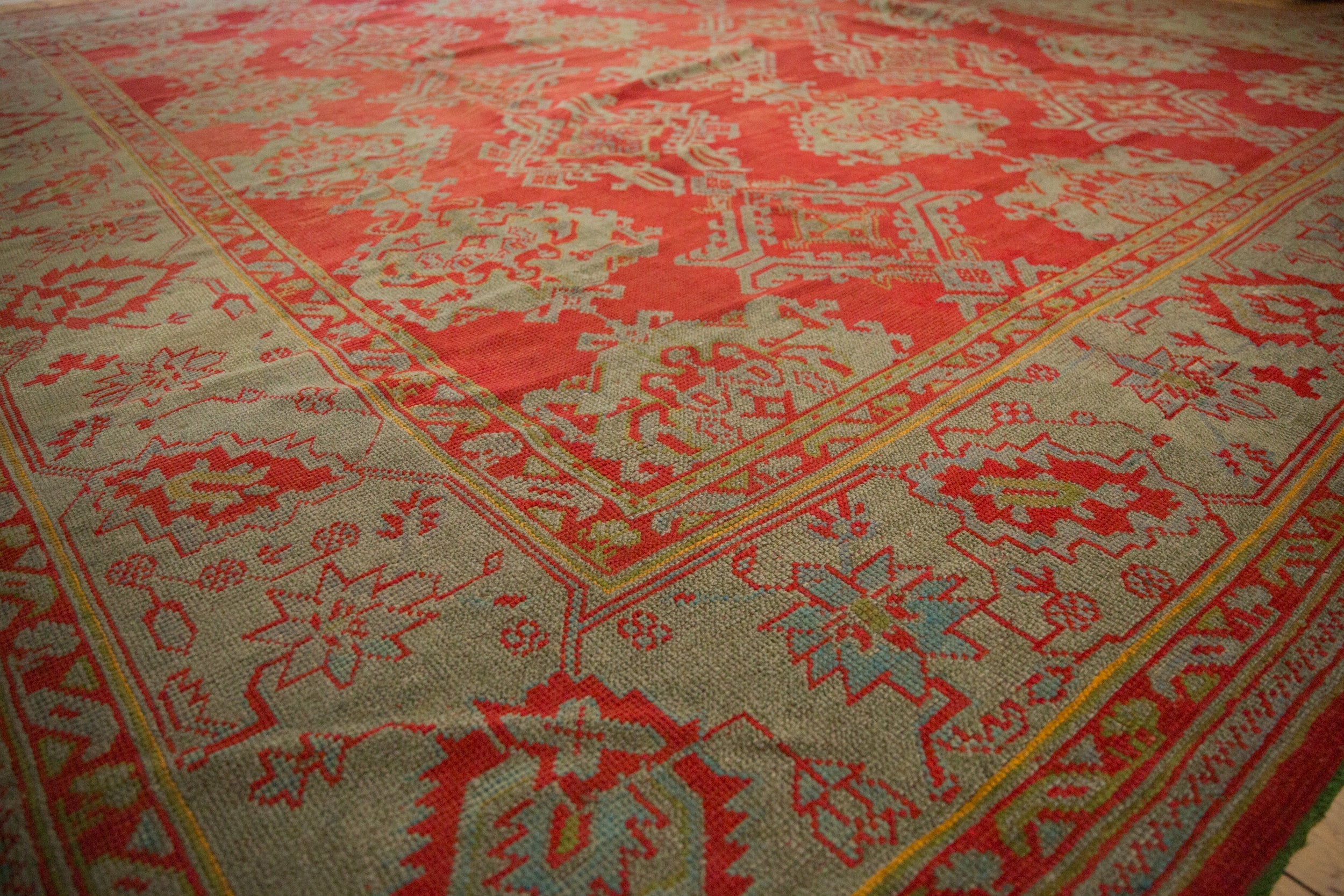 Antique Turkish Oushak Carpet — 1920s | 13'6" × 15'