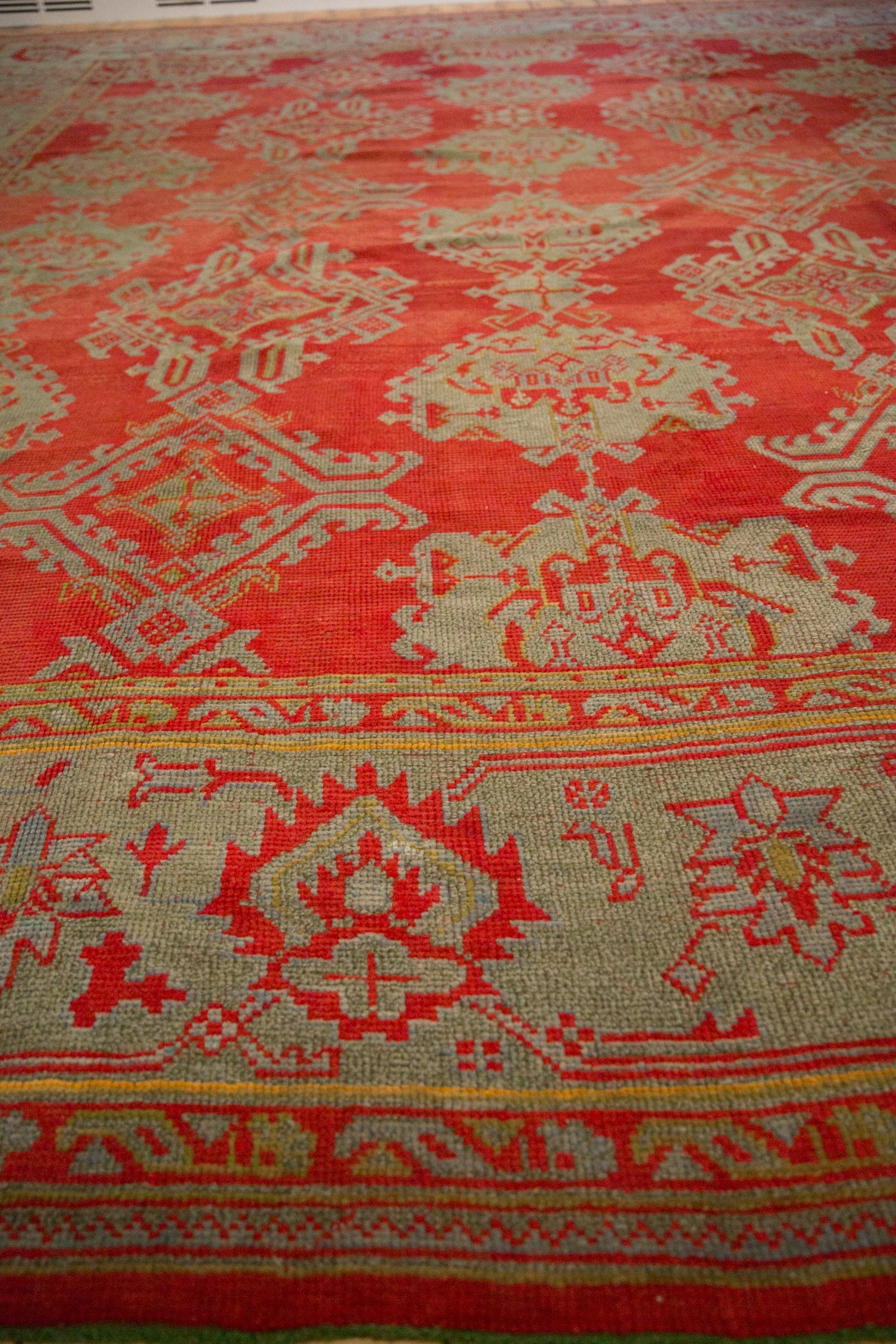 Antique Turkish Oushak Carpet — 1920s | 13'6" × 15'