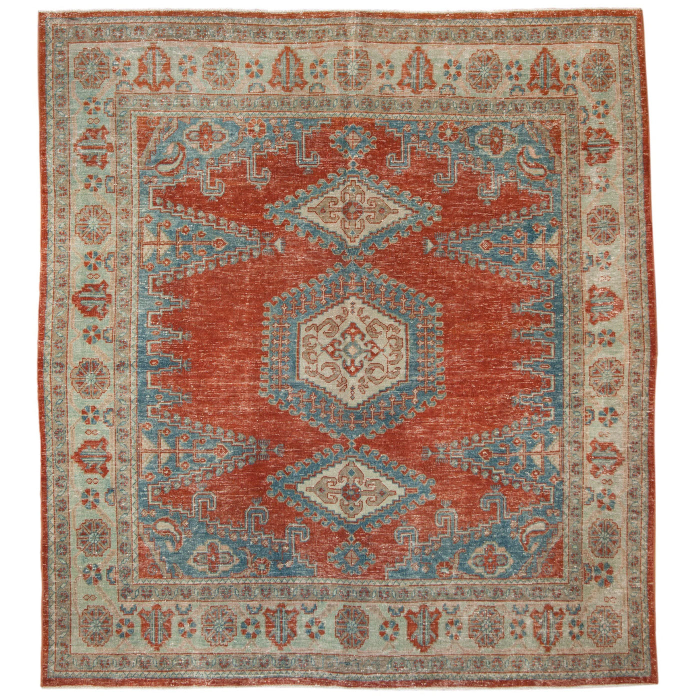 Vintage Persian Veece Square Carpet — 1950s | 6'6" × 7'1"