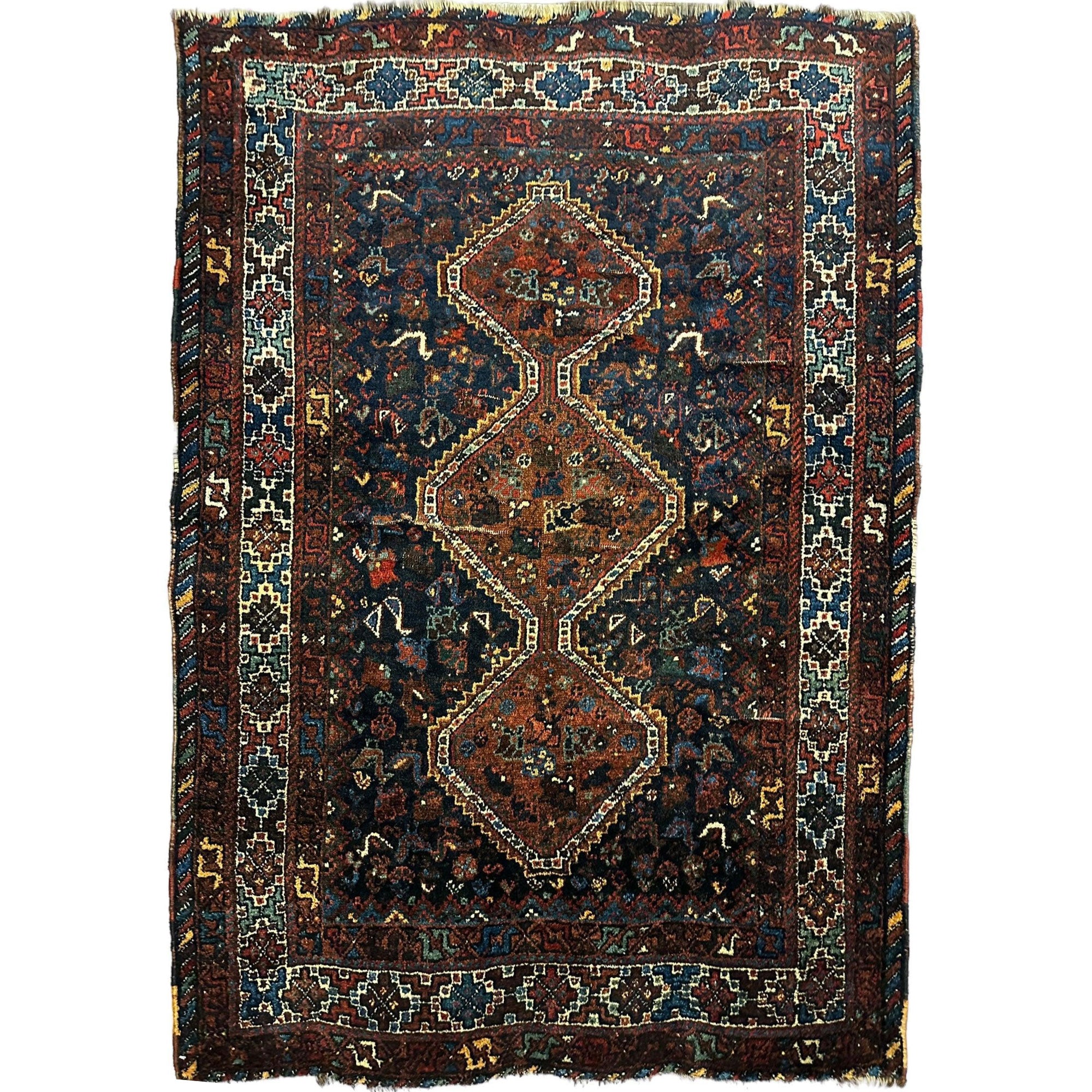 Antique Persian Khamseh Bagface — 1920s | 4' x 5'10"