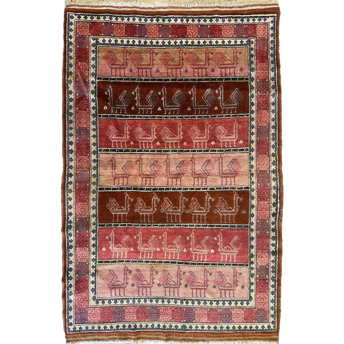 Vintage Afghan Bokhara Design Rug — 1960s | 3'10" x 5'10"