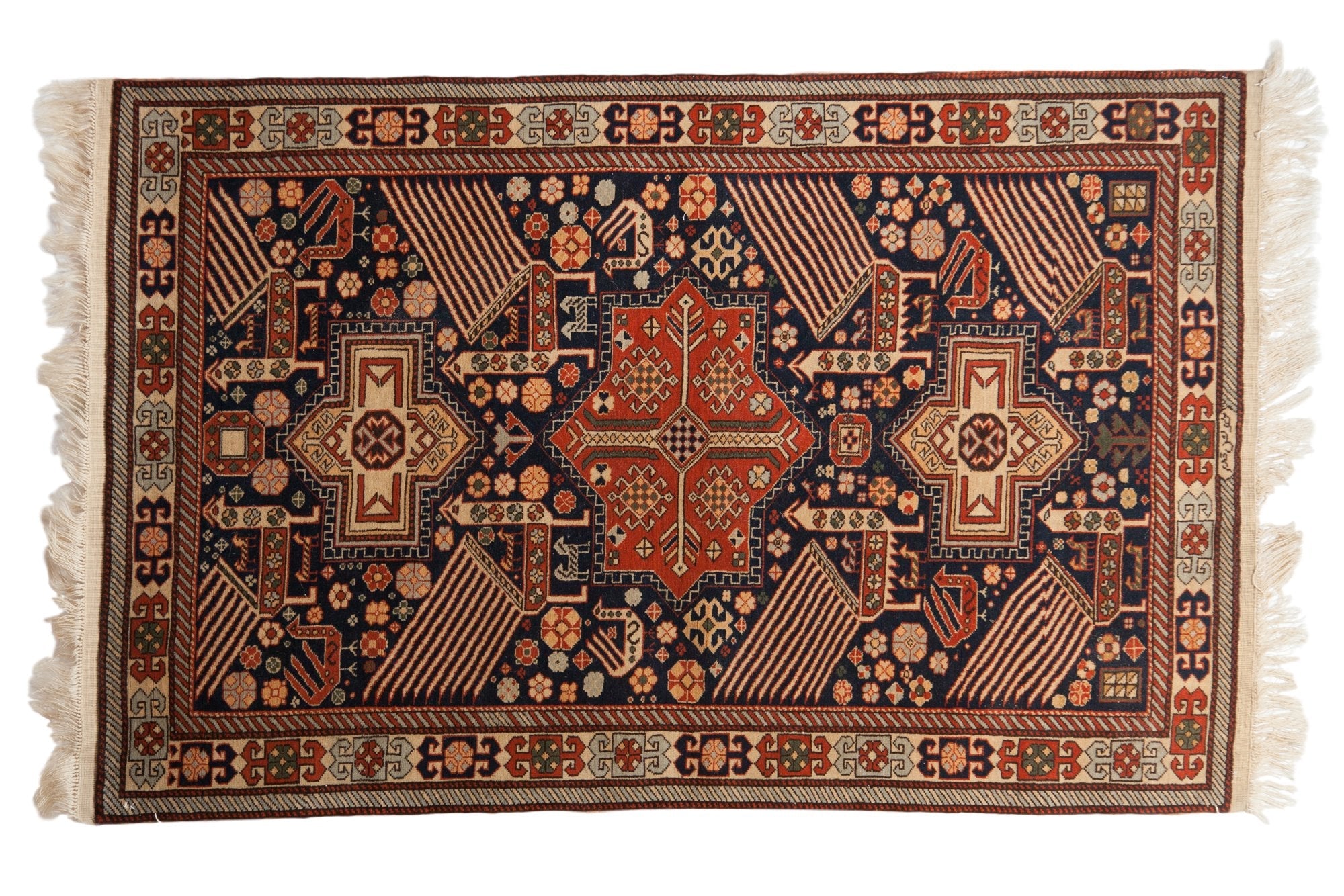 Vintage Romanian Akstafa Design Area Rug — 1970s | 4' × 6'4"