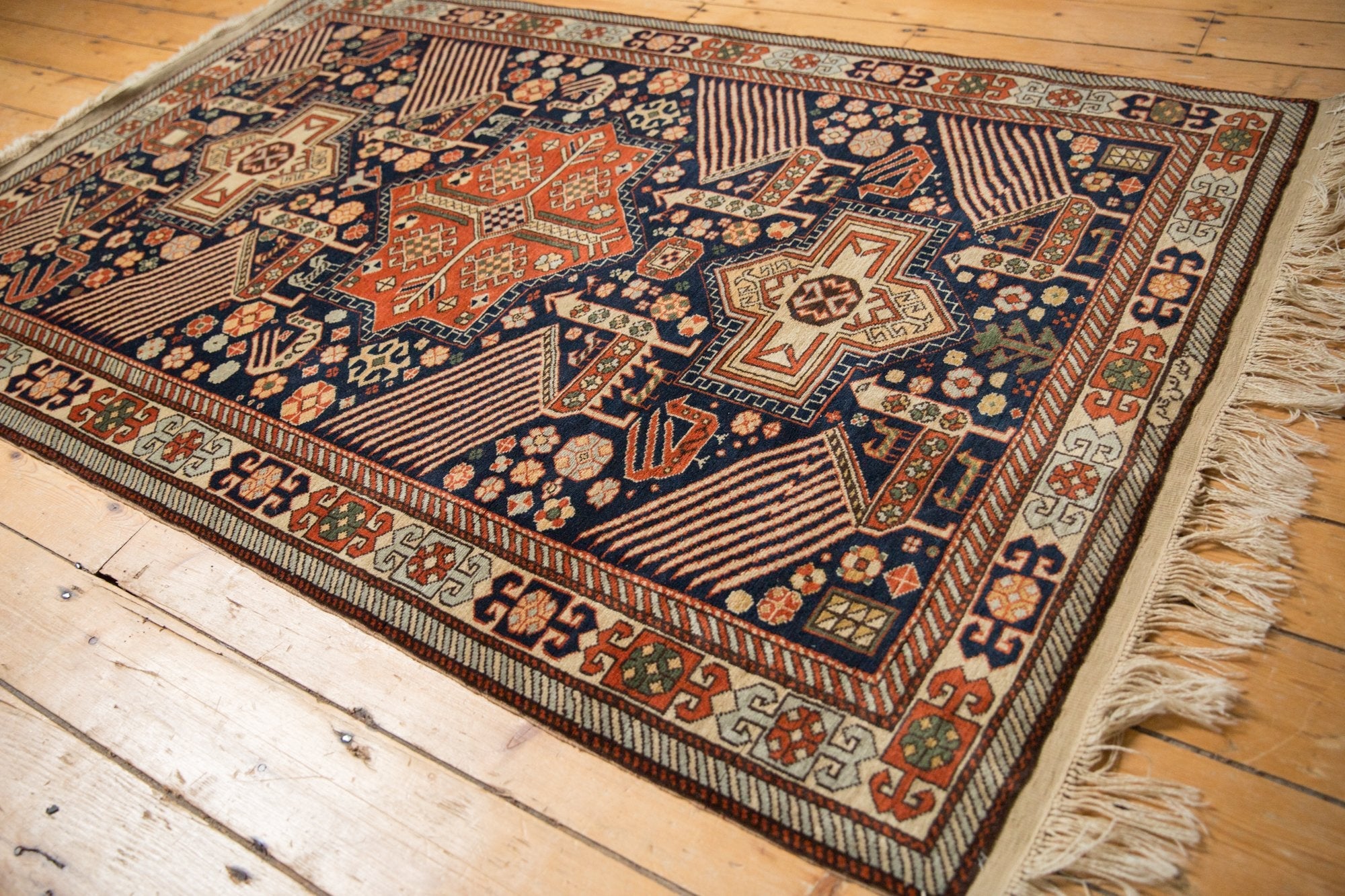 Vintage Romanian Akstafa Design Area Rug — 1970s | 4' × 6'4"