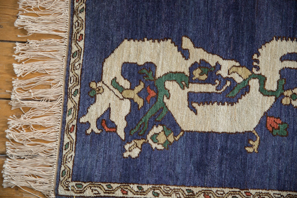 Armenian Dragon Motif Square Rug Mat — 1990s | 1'10" x 2'4"