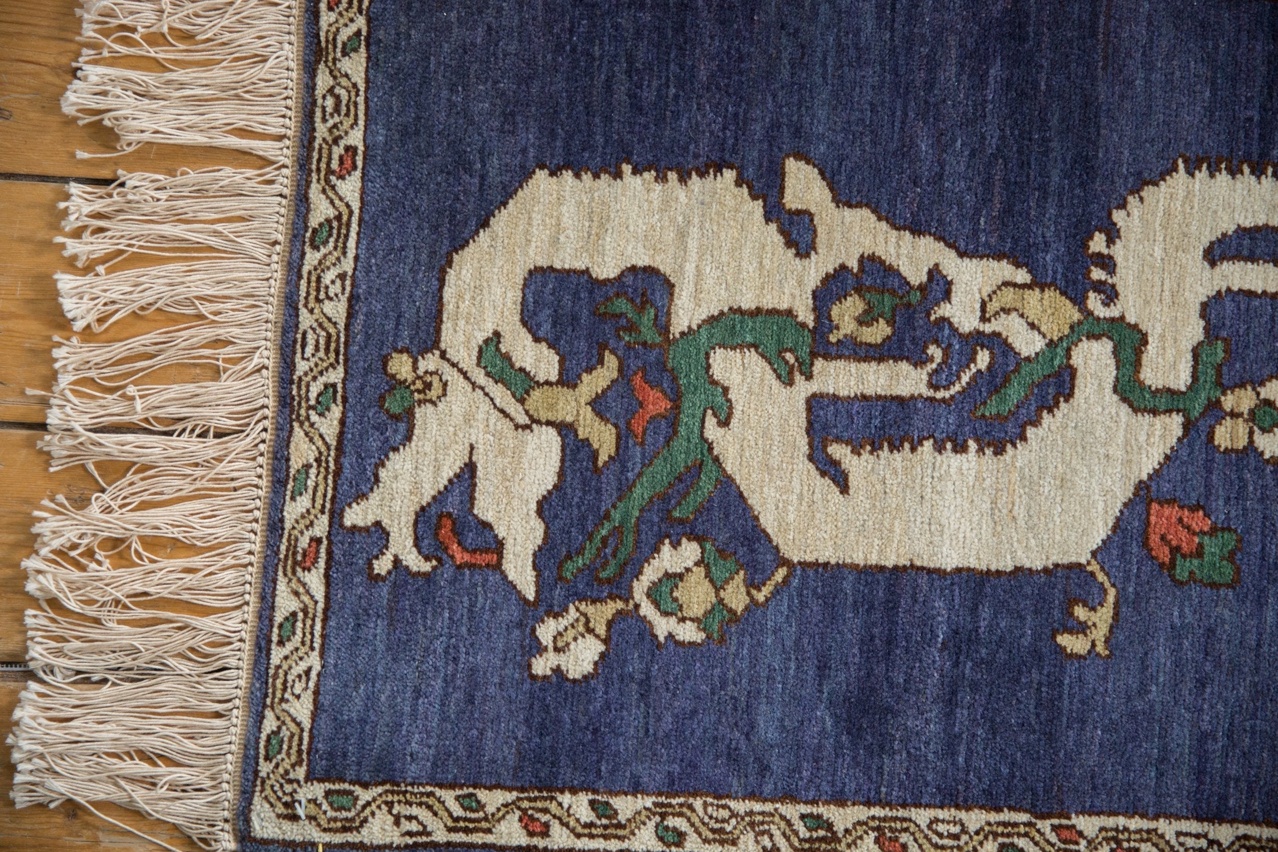 Armenian Dragon Motif Square Rug Mat — 1990s | 1'10" x 2'4"