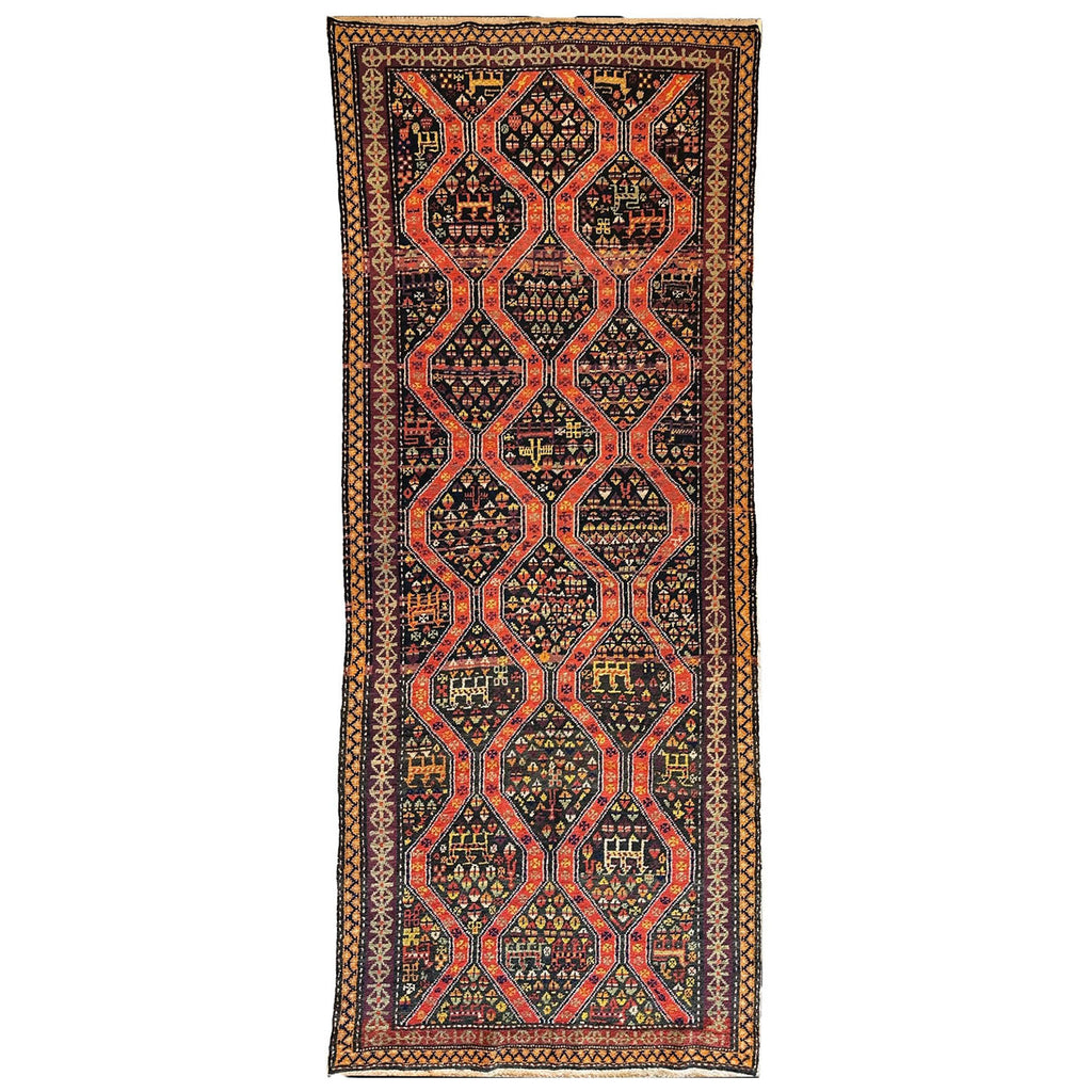 Rare Antique Caucasian Kazak Runner — 1910s | 4' × 8'9"