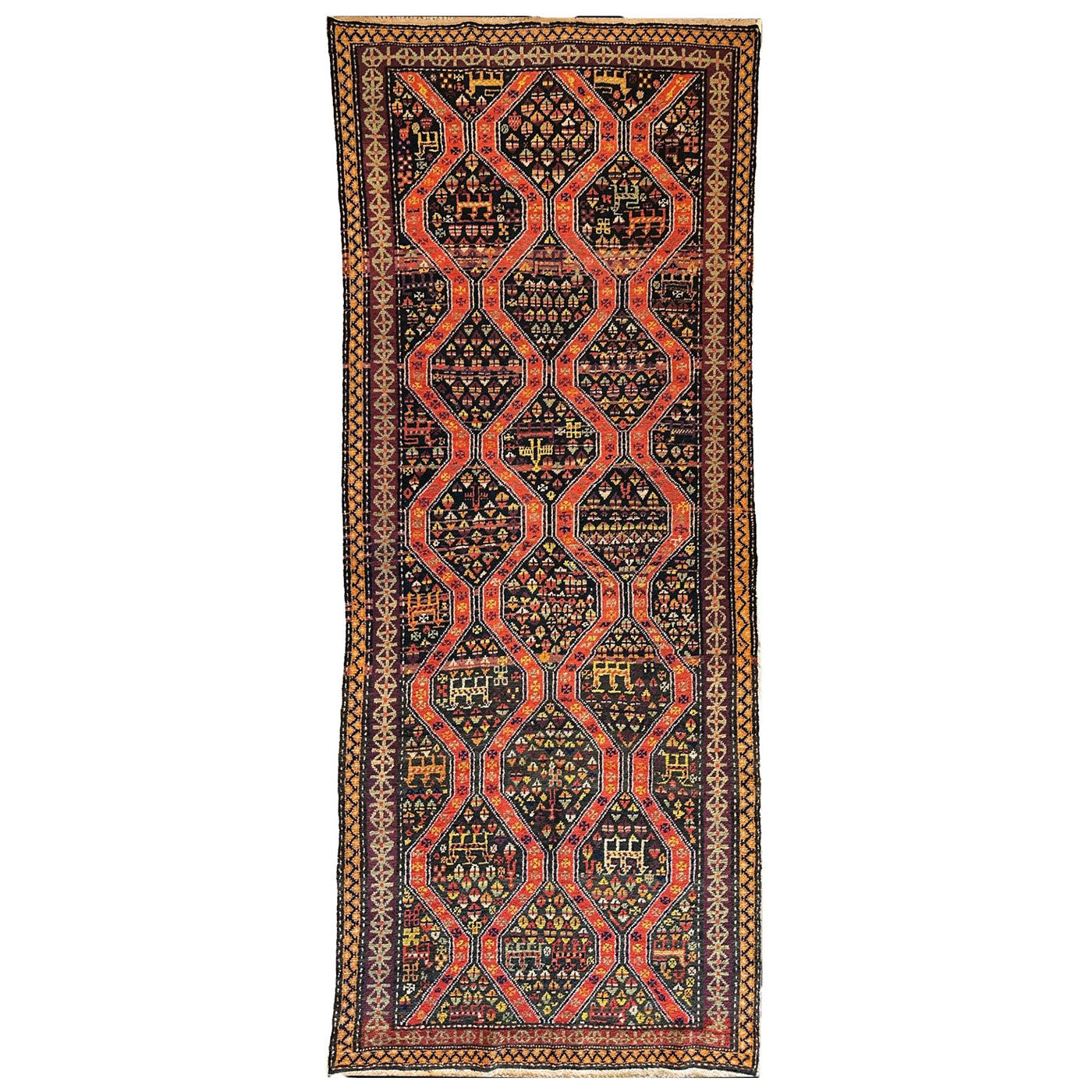 Rare Antique Caucasian Kazak Runner — 1910s | 4' × 8'9"