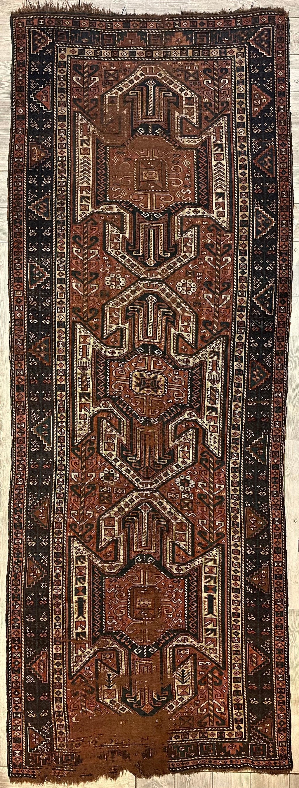 Antique Kazak Sewan Runner — 1870s | 4'4" × 11'7"