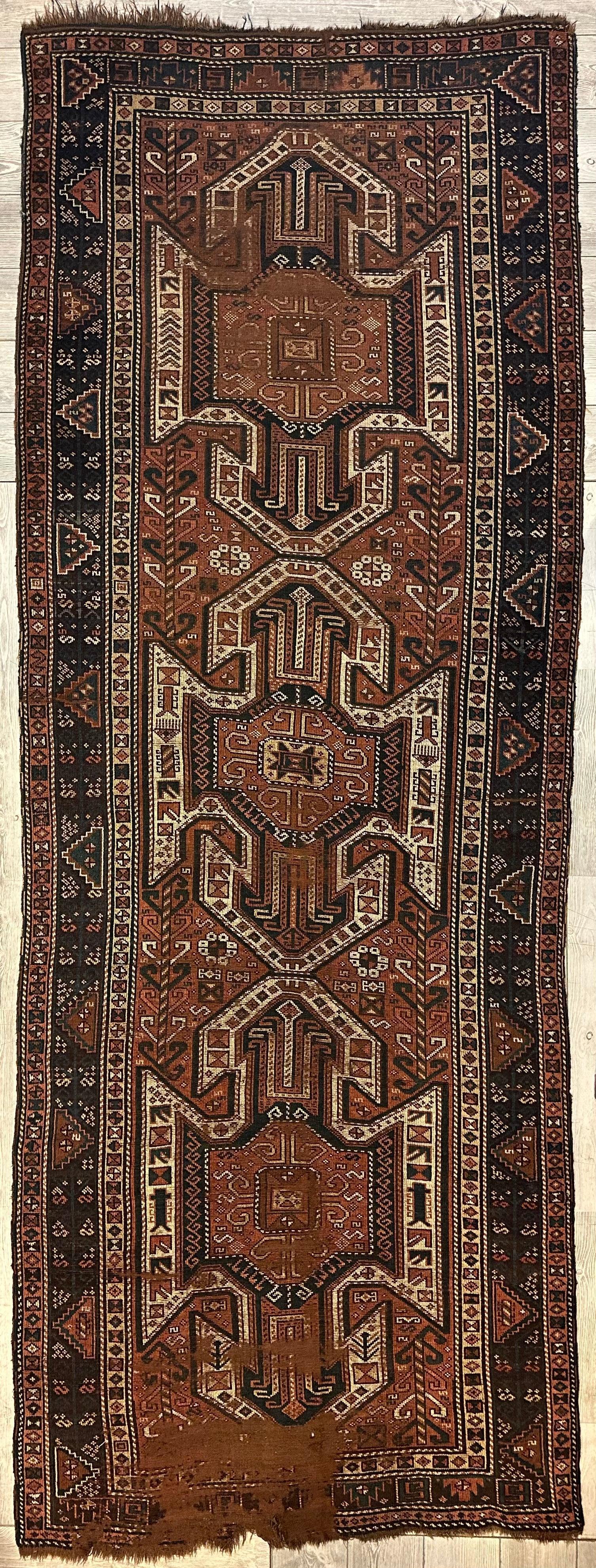 Antique Kazak Sewan Runner — 1870s | 4'4" × 11'7"