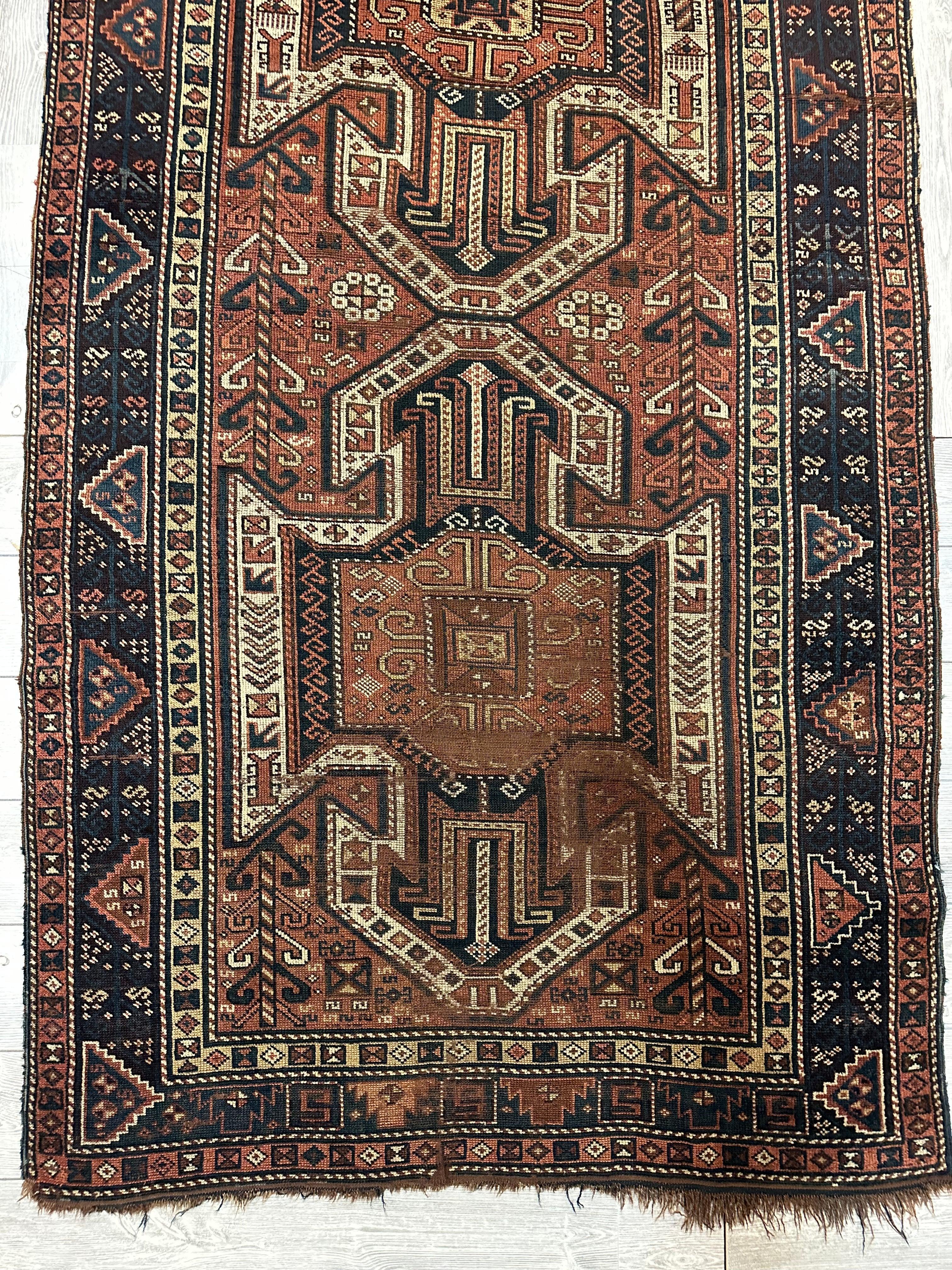 Antique Kazak Sewan Runner — 1870s | 4'4" × 11'7"