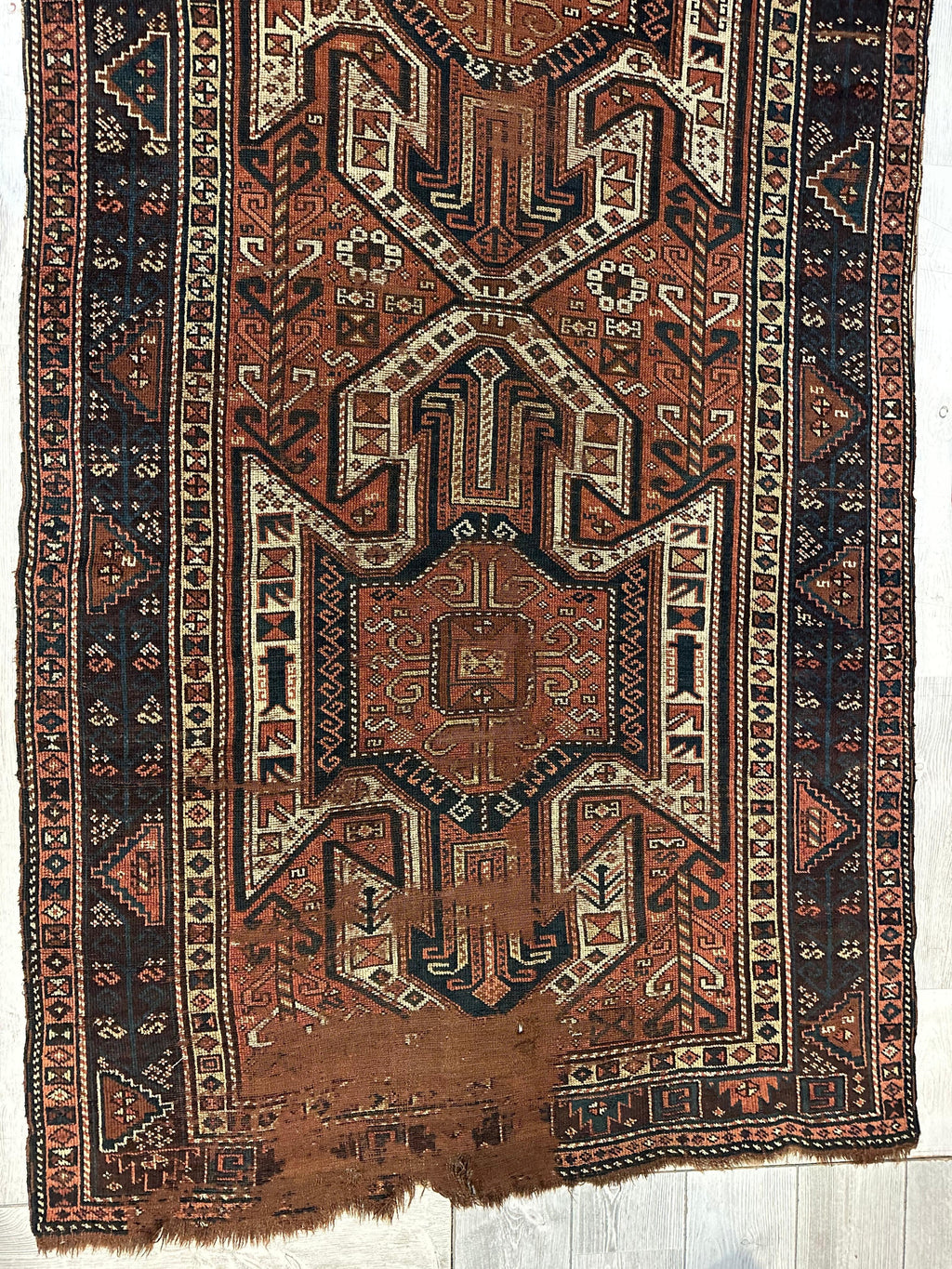 Antique Kazak Sewan Runner — 1870s | 4'4" × 11'7"