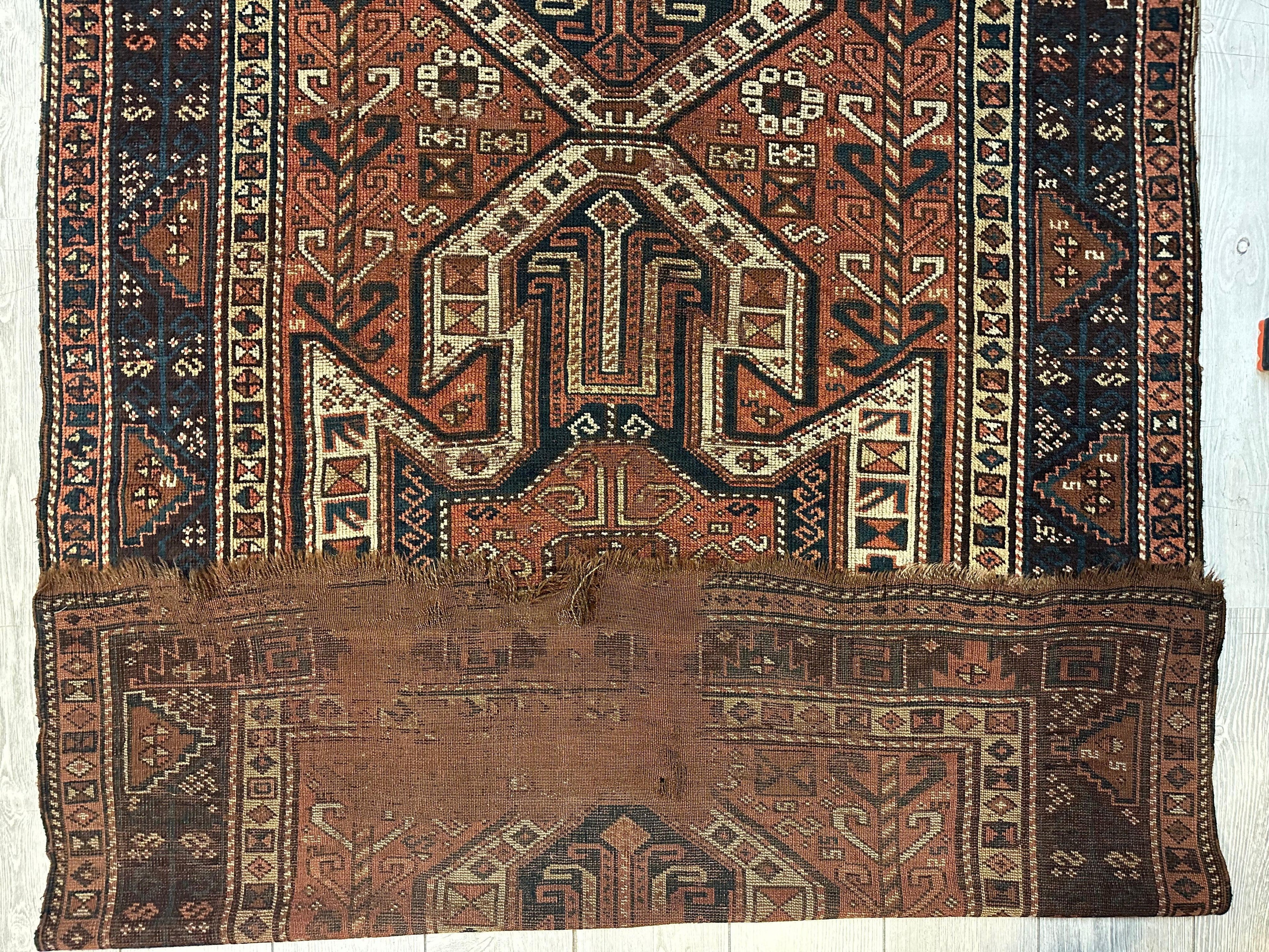 Antique Kazak Sewan Runner — 1870s | 4'4" × 11'7"