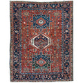 Antique Persian Heriz Carpet, Karaja Style — 1900s | 4'9" x 6'