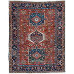 Antique Persian Heriz Carpet, Karaja Style — 1900s | 4'9" x 6'