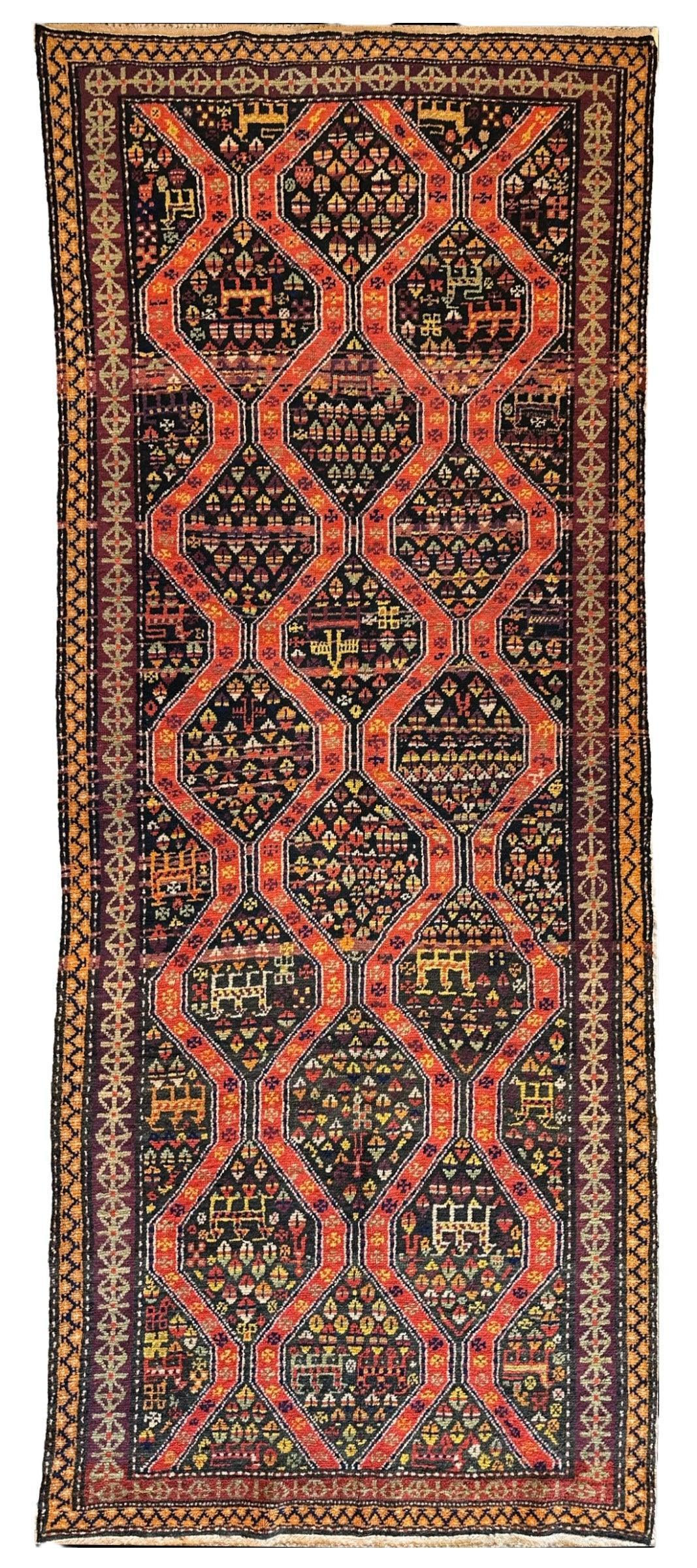 Rare Antique Caucasian Kazak Runner — 1910s | 4' × 8'9"