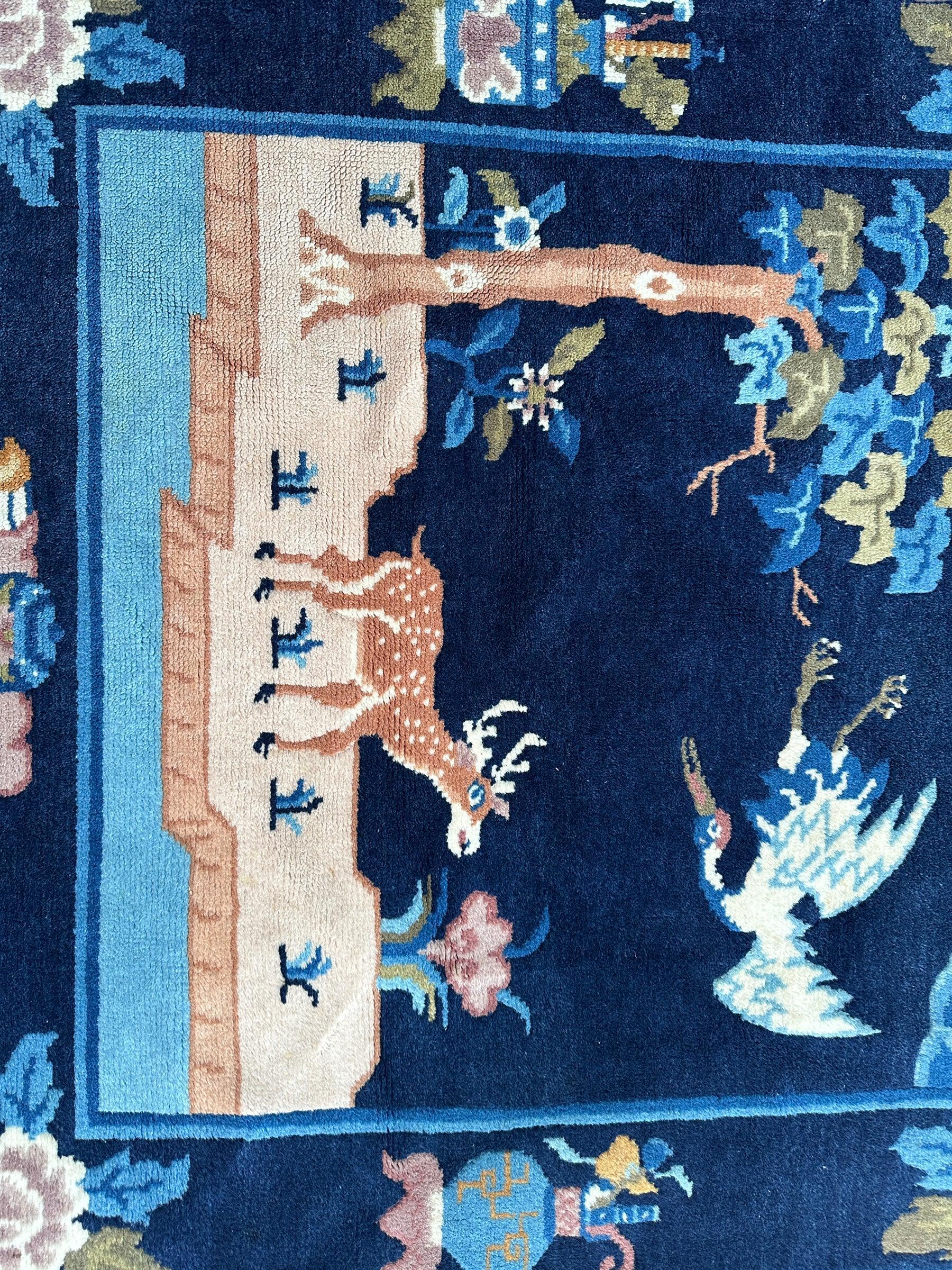 Vintage Tibetan Pictorial Area Rug — 1960s | 3' x 5'1"