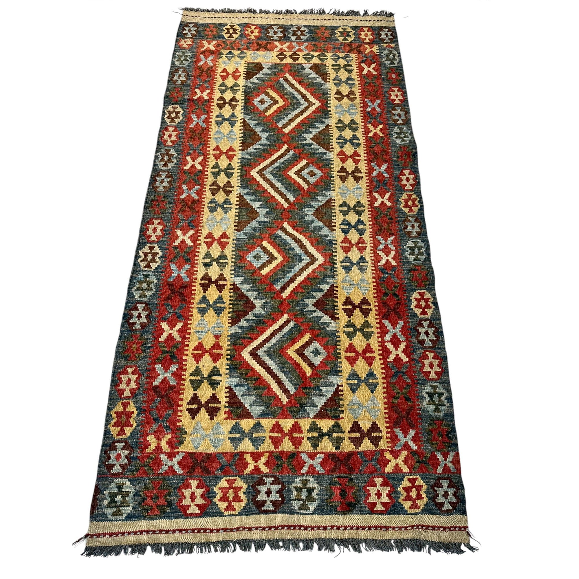 New Afghan Kilim Runner — 3'3" x 6'7"