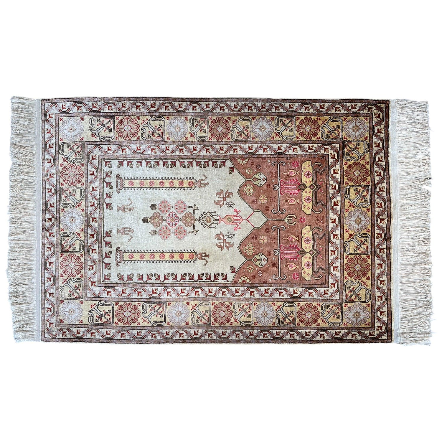 Vintage Turkish Kayseri Silk Rug — 1980s | 2'2" x 3'